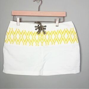 PATAGONIA | Mini Board Skirt White & Yellow Lace Up Front Women’s Size 8